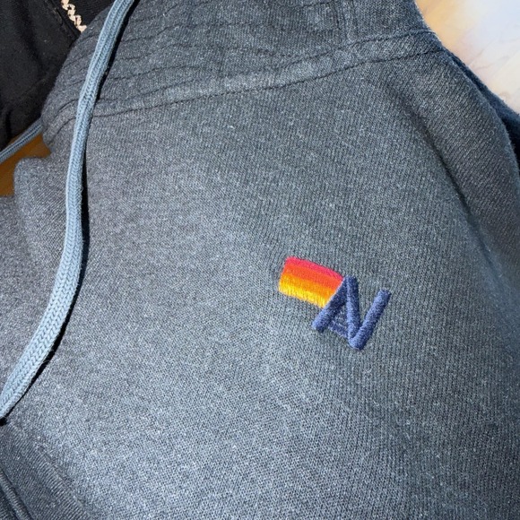 Aviator Nation Hoodie XL Navy Blue Funnel Neck Fleece Sweatshirt Zip Pocket - Picture 5 of 10